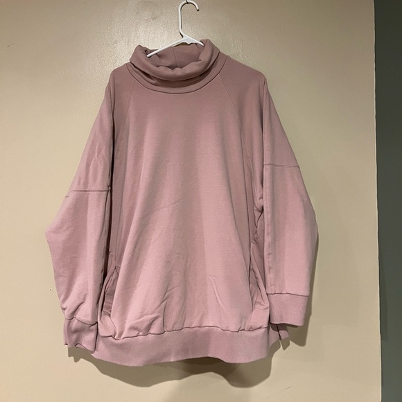 Evereve Juliana Tunic Mock Neck Sweatshirt Dusty Rose Size Large - Picture 1 of 5